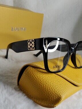 Loewe Black Square Frame Glasses with Yellow Case  Ready For  Prescription